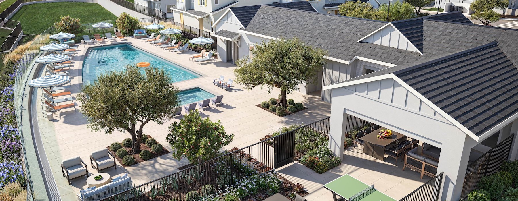 a pool in a courtyard