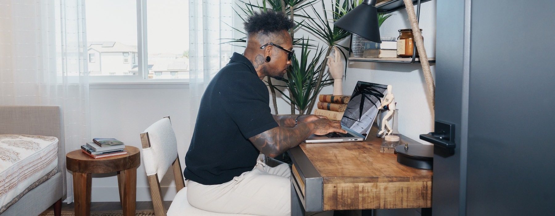a person sitting at a desk