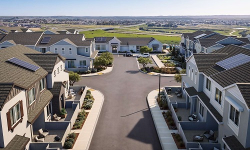 an aerial view of a neighborhood