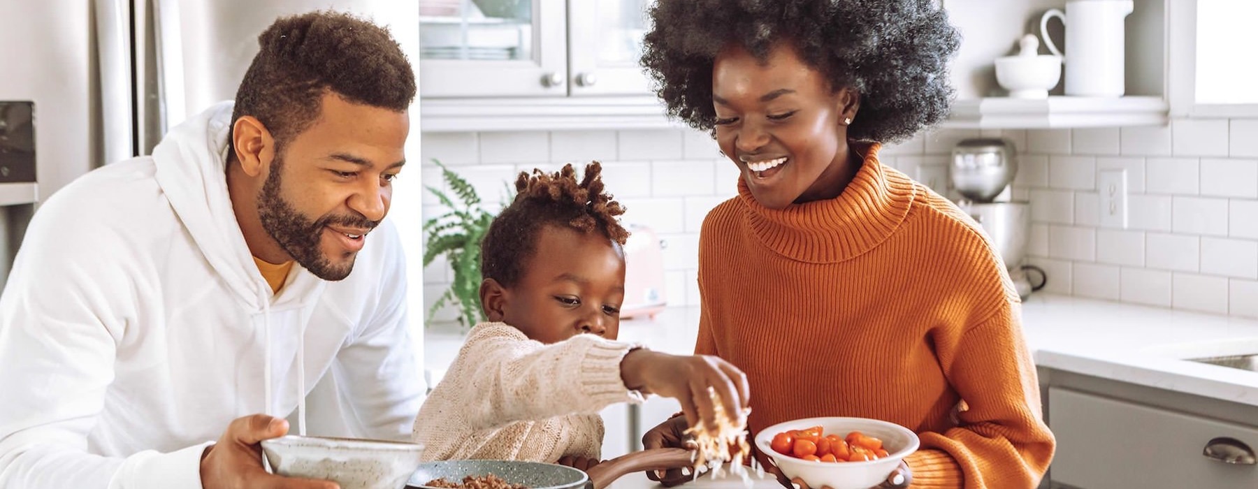 a family eating at a table